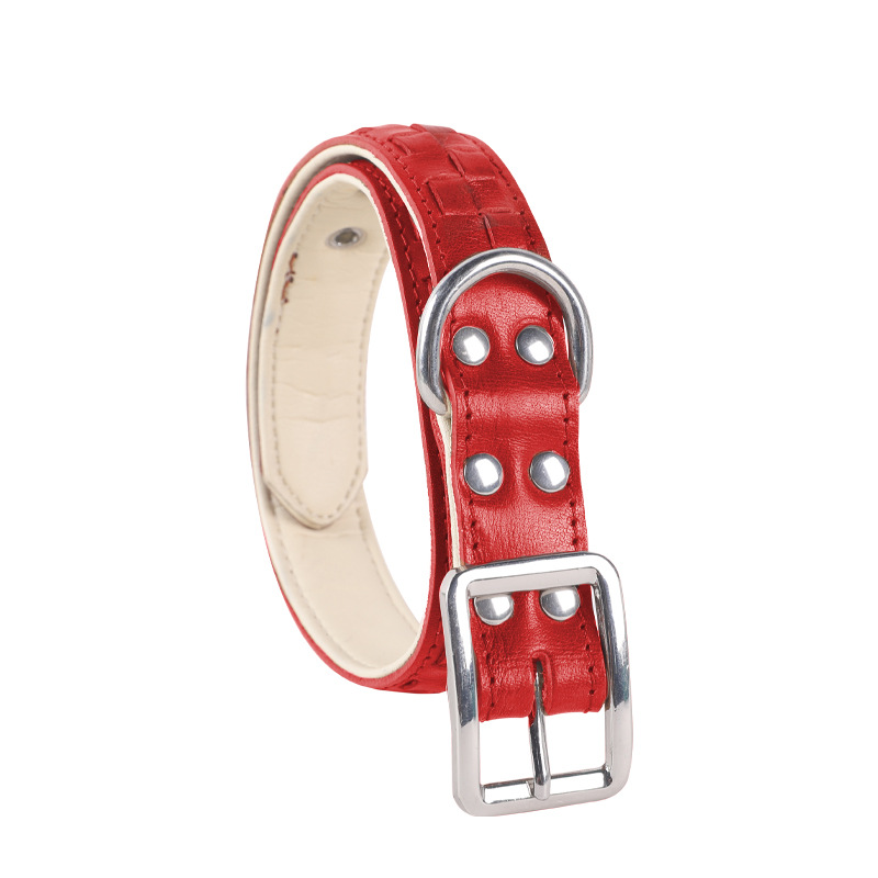 New customized fashion dog collar pet dog head layer cowhide sturdy and durable soft does not hurt the hair