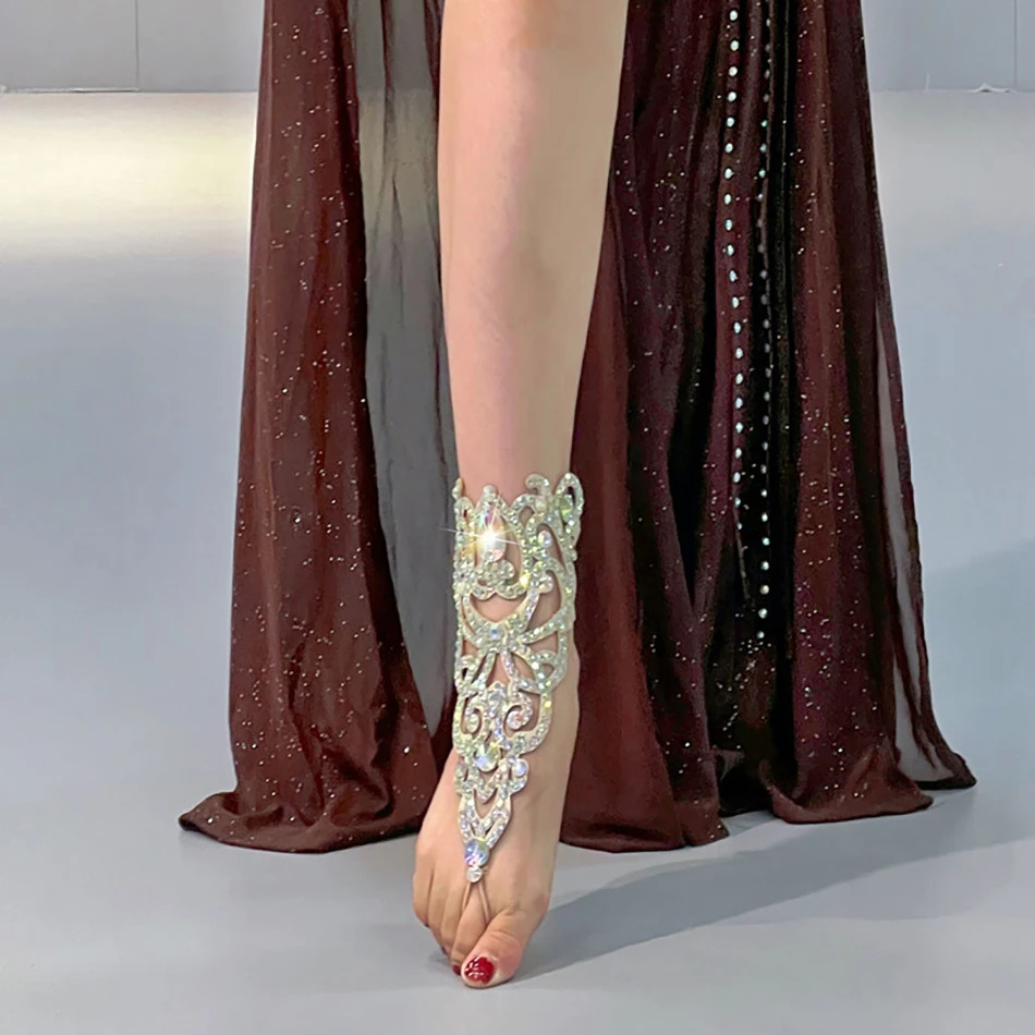 Belly Dance Anklet Handmade Diamond Performance Foot Ornaments Oriental Dance Set Necklace Accessories 250318