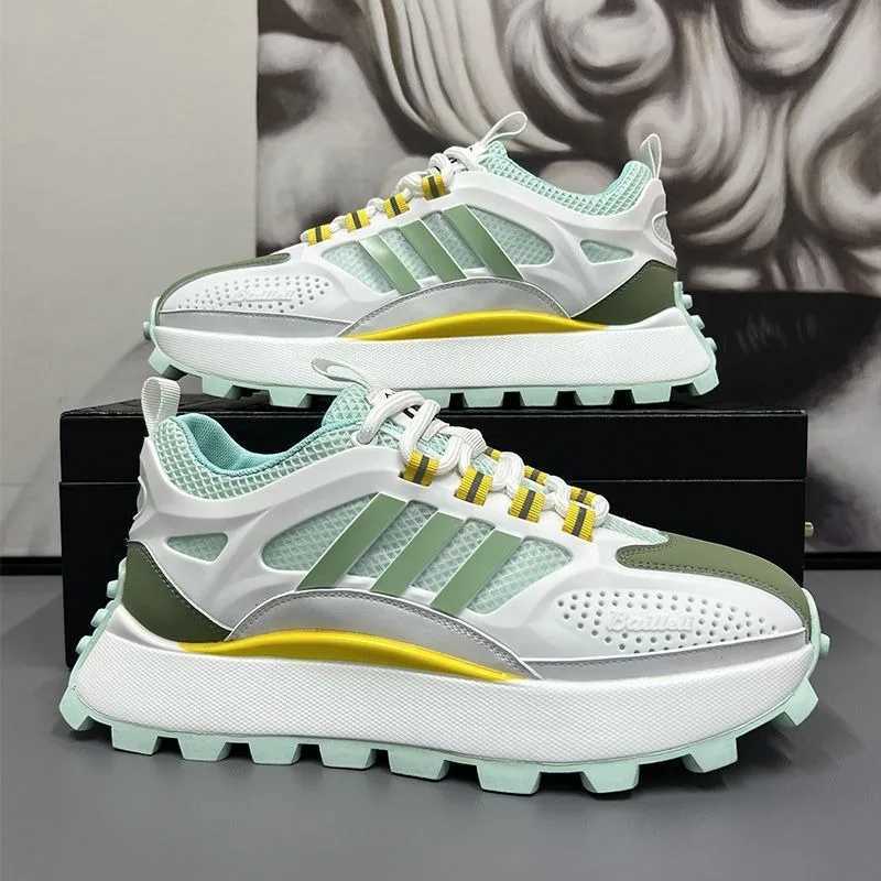 Short and chubby sports shoes mens breathable air mesh sports shoes shock-absorbing running shoes platform Vcani shoes Y250324