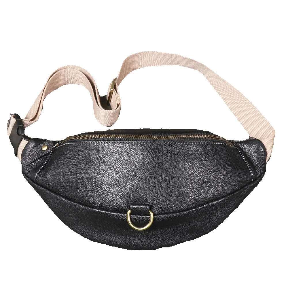 LUOKIR Unisex Genuine Chest And Toe Cover Layered Leather Casual Versatile Crossbody Large Capacity Mobile Phone Bag