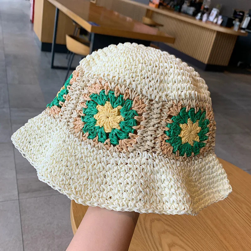 Home>Products>Hand woven Rafia straw hat>Womens summer vacation beach colored hat>Folding beach hat 250320