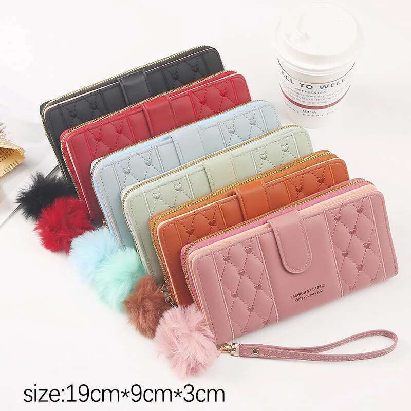 2025 new women's long wallet leather holder, large capacity zipper, coin wallet, multi card storage, mobile phone wrist guard, designer fashion h