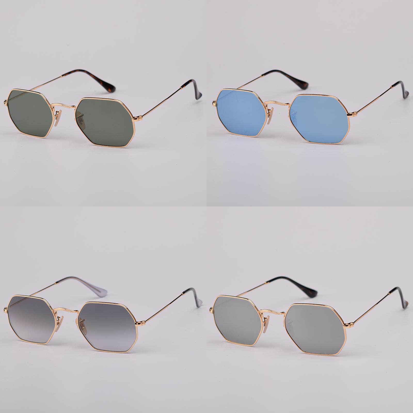 Luxury brand Luxury Hexagon metal Women Mens Sunglasses Fashion Womens Octagonal Sunglasse Driving Metal Sun Glasse Gold Frame UV400 Glass Lenses with