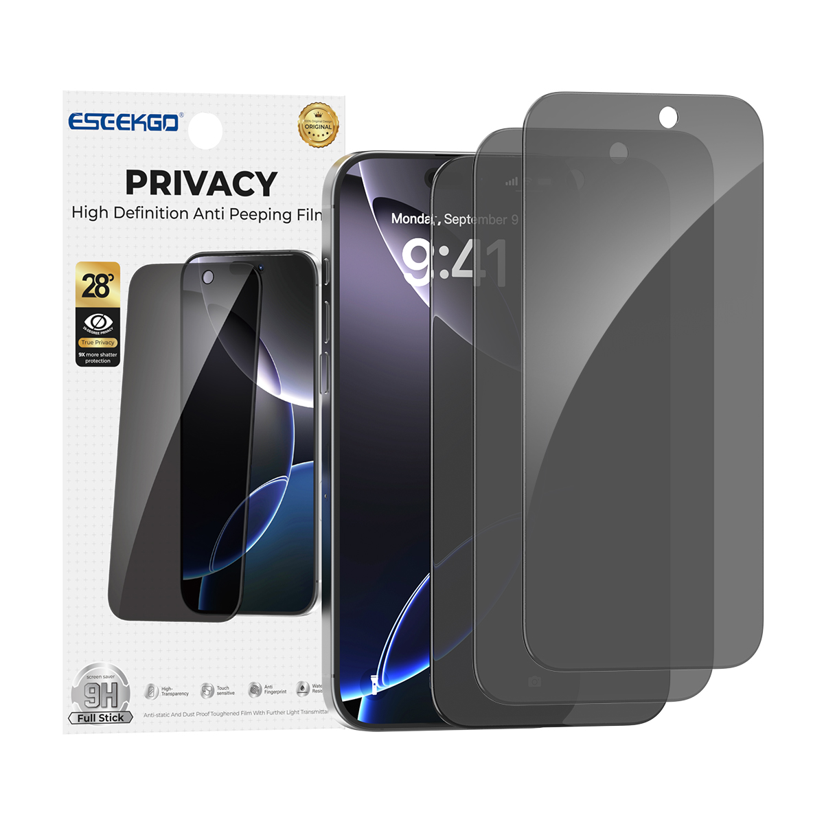 USA STOCK LOCAL ESEEKGO Screen Protector Tempered GLass HD Privacy Glass Anti peeping for iPhone 16 16Pro Max 15 PRO MAX XR TGP-02 With 10 in 1 Paper 