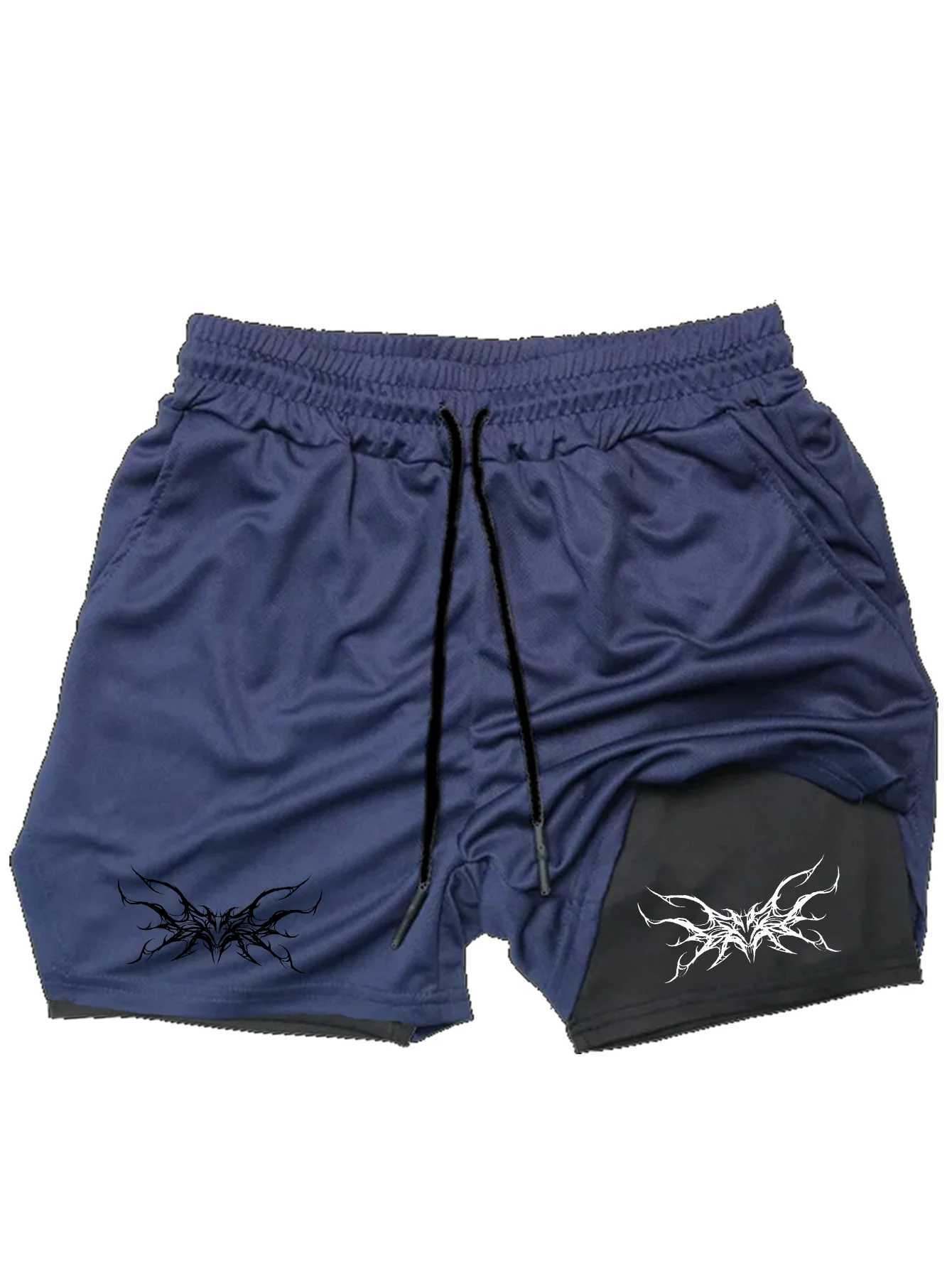 Mens sports shorts 2 jogging and running training in the gym breathable fitness double-layer hidden pocket shorts W250324