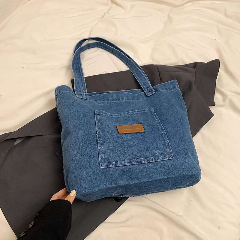 Women's Bags Cowboy canvas shoulder for women, large capacity Japanese and Korean casual versatile, niche artistic tote bag, handbag shopping bag