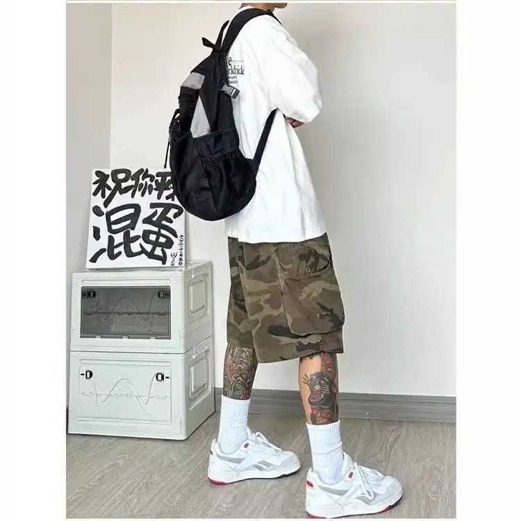 New summer mens shorts retro loose large pocket camouflage work shorts Bermuda hip-hop street casual shorts mensXJ250325