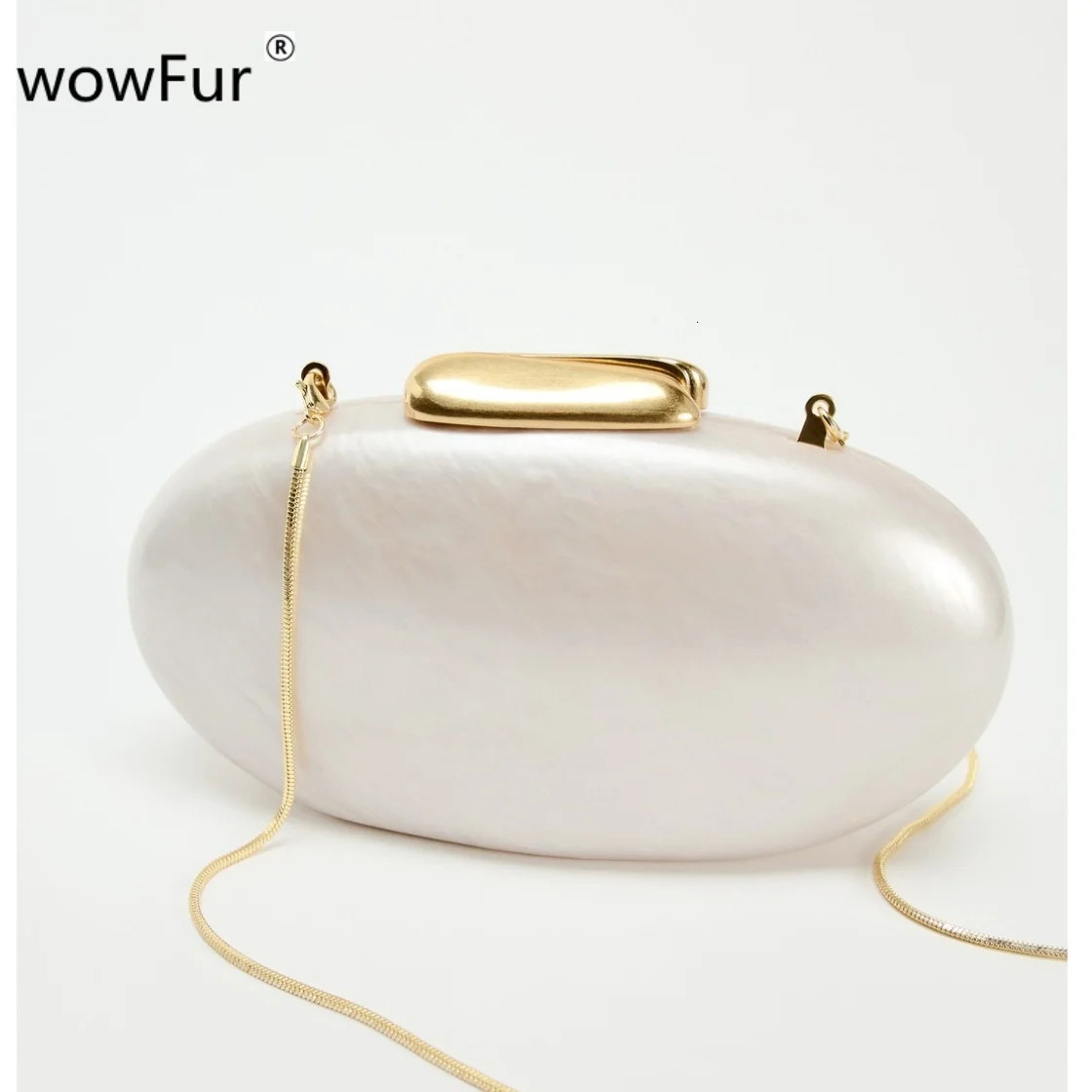 Pearl Shell Bag Metal Buckle Womens Shoulder Snake Chain Acrylic Box Clutch Womens Party Wedding Evening Egg Handbag Wallet 250320