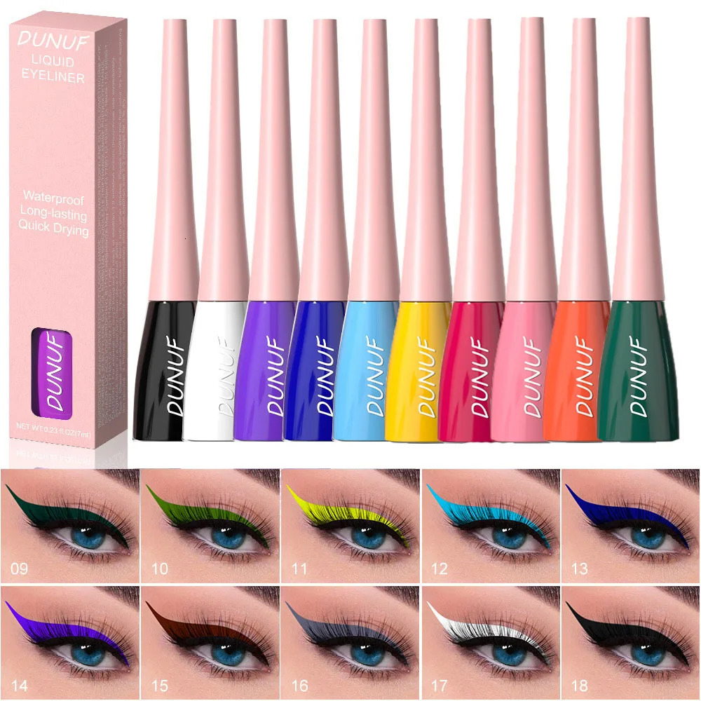 7ML Colourful Liquid Eyeliner Waterproof Lasting Matte Eyeliner Quick Drying Eyes Makeup Tools Black Pink Eyeliner beauty Cosmet 250324