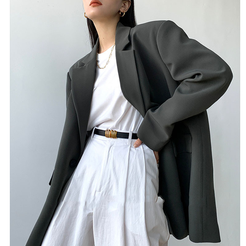M324Chic Black Women's Blazer - High-Quality Casual Suiting for Spring and Fall