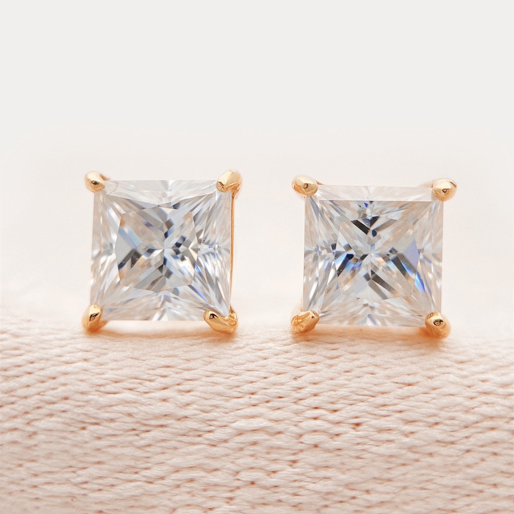 stud designer for women sterling sier 4 prong pass dia tester vvs1 square moissanite earrings gold mens earring jewelry valentines day gift