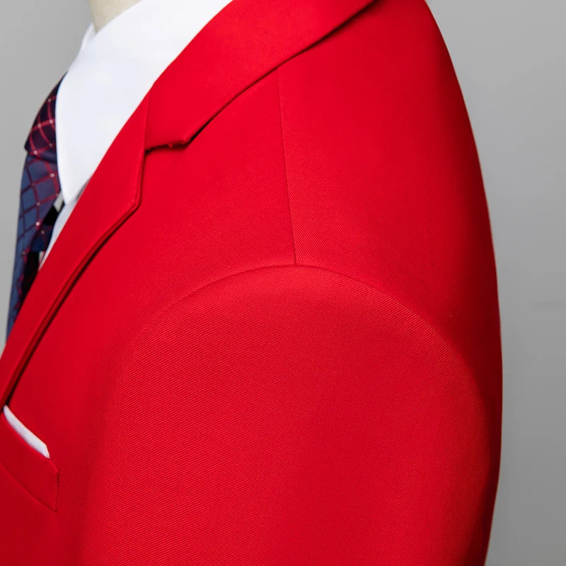 Pure Color Suit 3 Piece Mens Wedding Party Dress Jacket Vest Trousers Fashion Slim Fit Blazer Waistcoat Pants Red Blue Green 250408