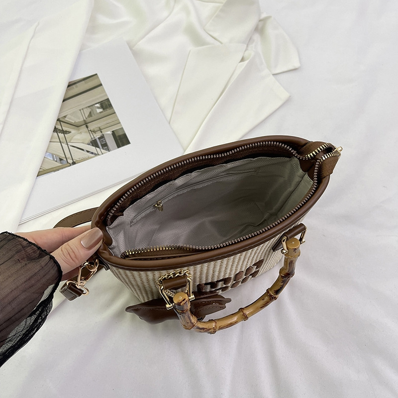 Free Shipping 2025 New Designer Fashionable Commuting Handbag Bamboo Vegetable Basket Single Shoulder Diagonal Cross Bag For Women New Free Delivery D