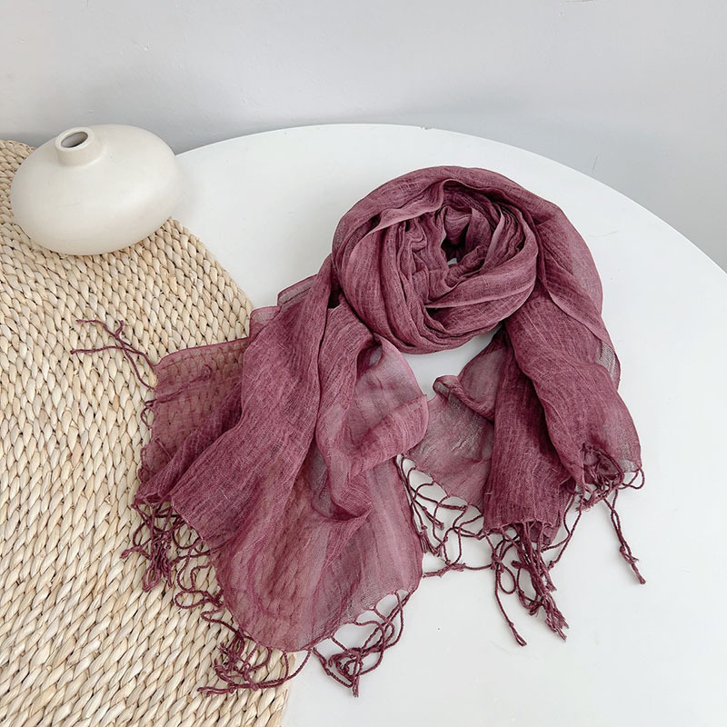 K225 Spring and summer thin cotton and linen striped scarf literary versatile soft neck scarf ladies travel shawl 2023 new