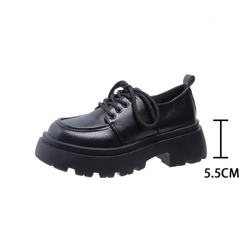 Women Spring Black Platform Flats Shoes Women Loafers Slip on Boat Shoes er Casual Leather Oxfords 250317
