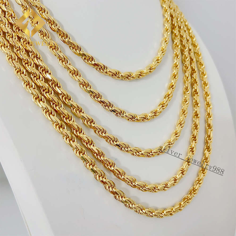 Mens Italian Heavy Chain 925 Sterling Silver Moissanite Diamond Cut 6mm Width Rope Chain Necklace for Men