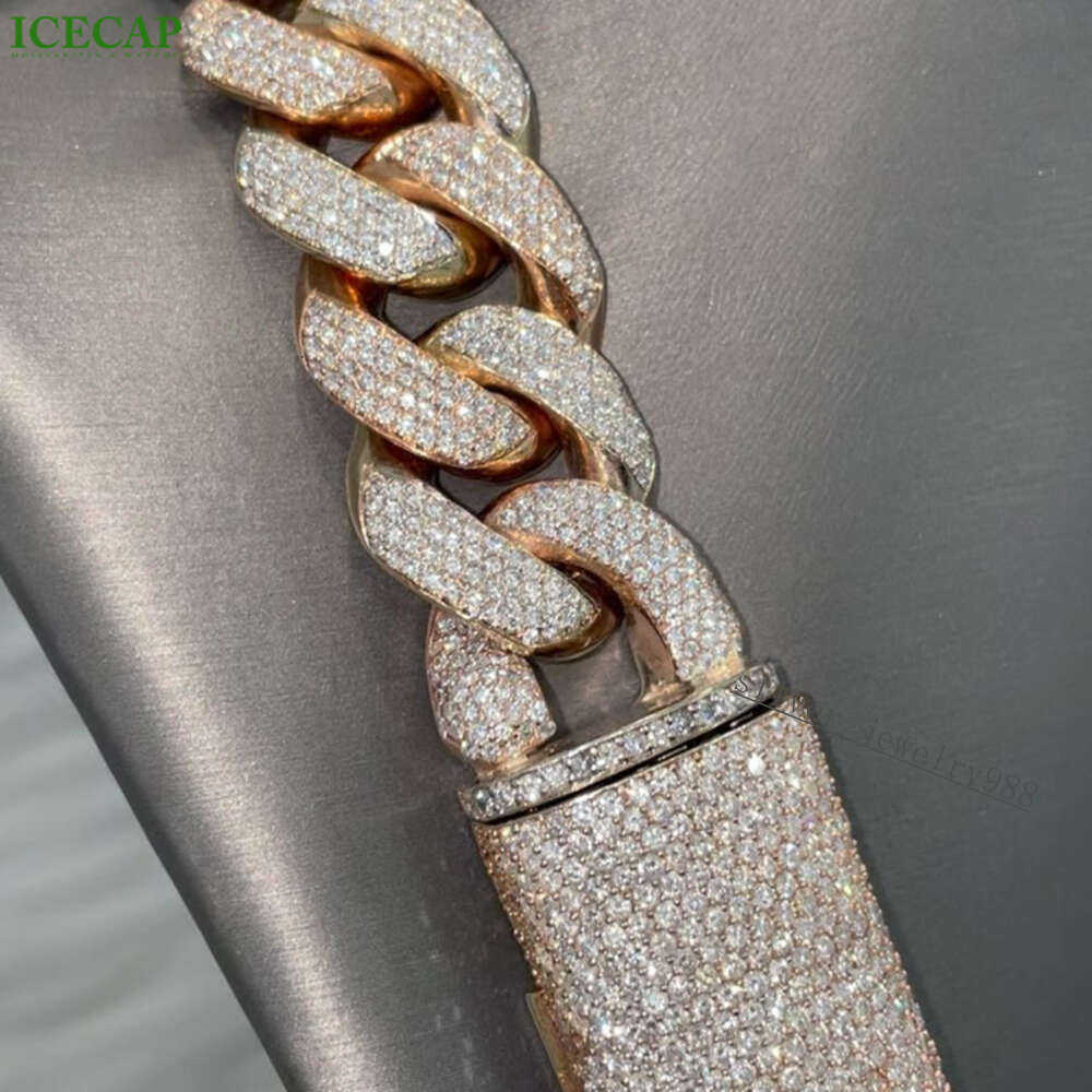 Fine Jewelry Hip Hop Miami Cuban Necklace 925 Silver Vvs Moissanie Diamond Cuban Link Chain Iced Out for Men