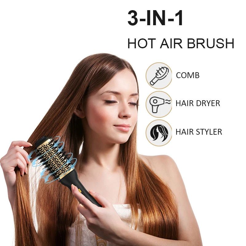 LISAPRO Elegant Black Golden Air Brush 2.0 One Step Hair Dryer Brush and Styler Volumizer Multifunctional Blow Dryer Brush 250324