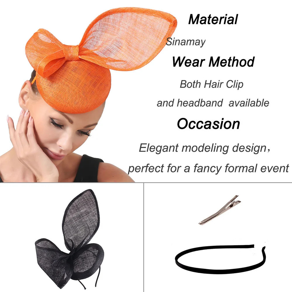 4-layer black Sinamay Millinery wedding charm hat scratch headband large bow knot church headband fashionable hairstyle accessories 250320