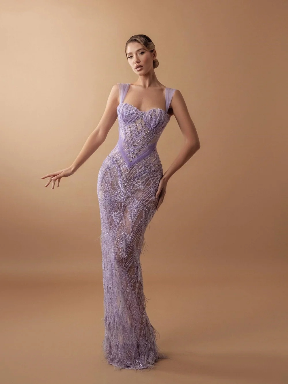 Classic Mermaid Evening Dresses Spaghetti Strap Sleeveless Gown Sequins Lace Crystal Backless Sweep Train Party Customized Dress