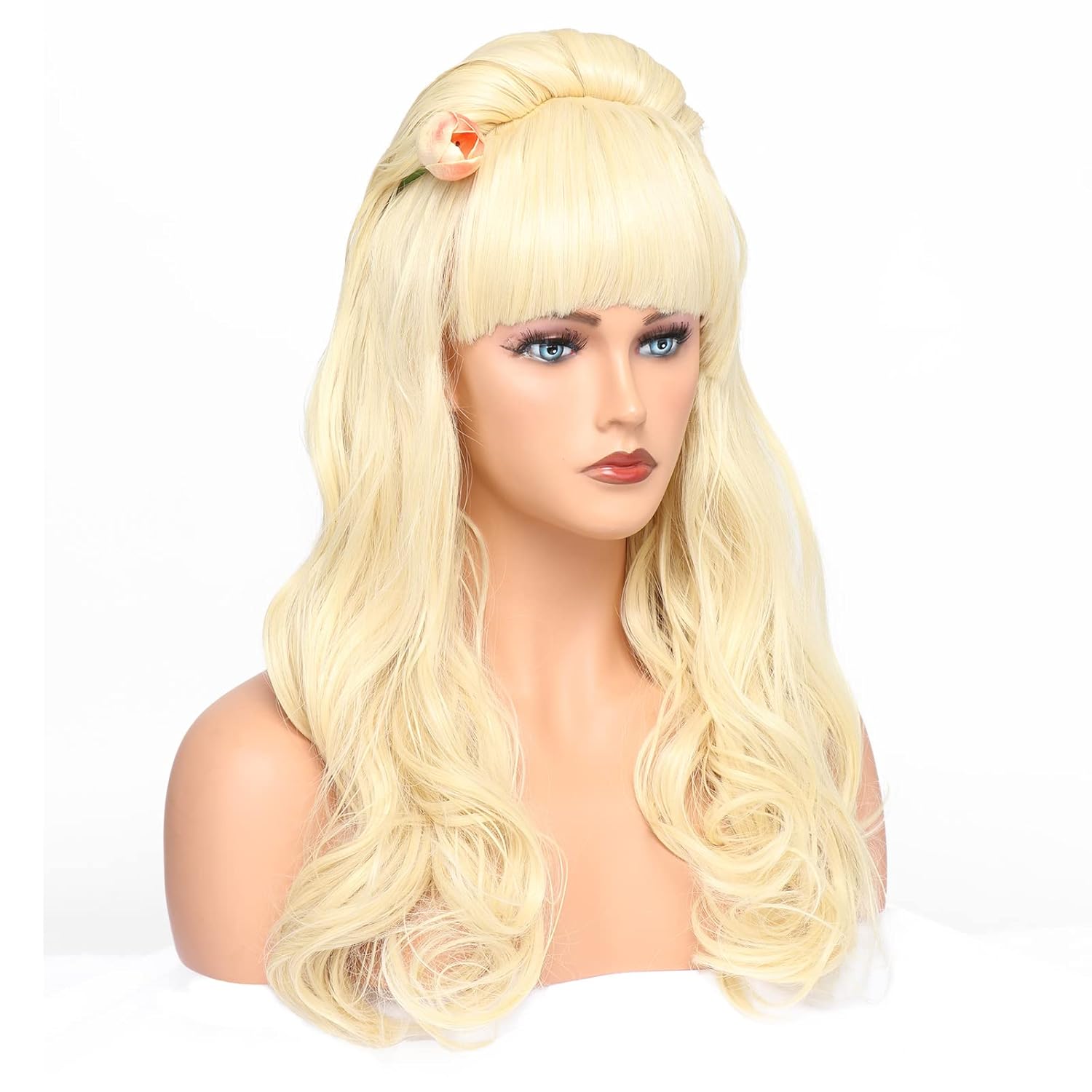 Long Wavy Blonde Wig Women's Big Costume Wig Bouffant Beehive Wigs Curly Hair Wigs for Women