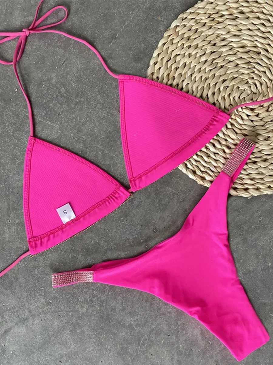 Halter Jeweld Sequins Diamond Bikini Womens Swimsuit Fa Swimsuit Two Piece Bikini Set Mini SwimsuitXJ250324