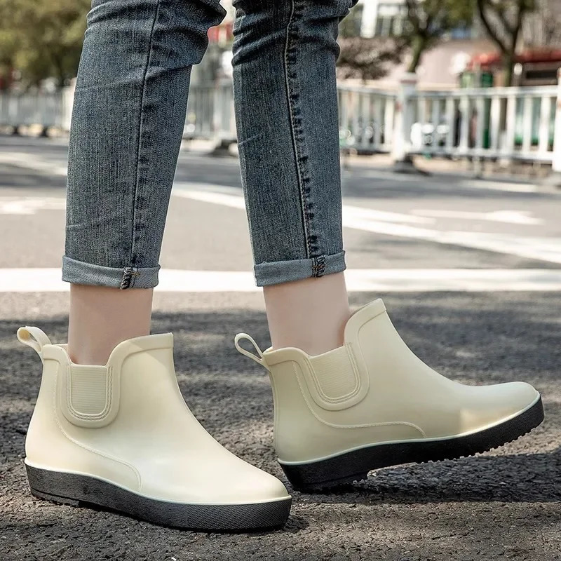 2024 fashionable womens thick soled casual rain boots anti slip and wearresistant outdoor water shoes rubber 250317
