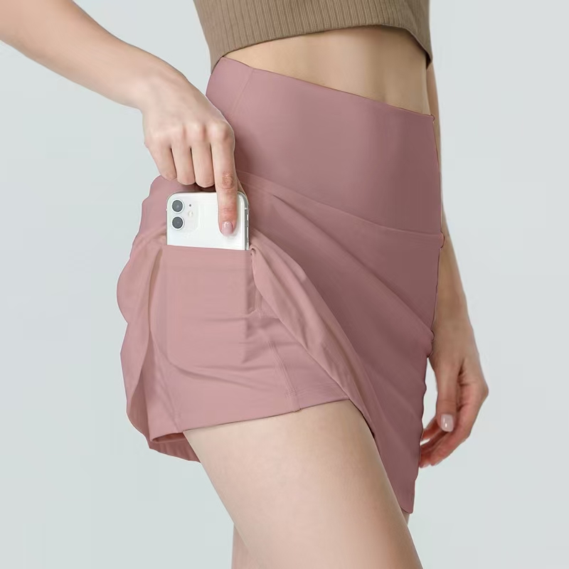 Women Sports Yoga Skirts Workout Shorts Zipper Pleated Tennis Golf Skirt Anti Exposure Fitness Short Skirt with Pocket 99023