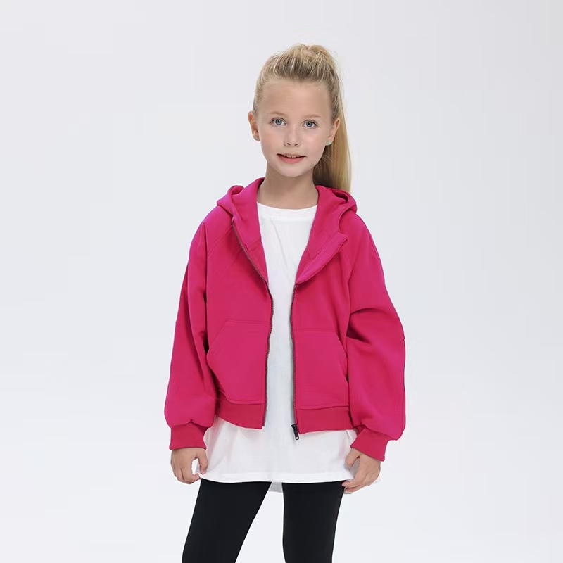 Kids Yoga Hoodie Girls Hooded Sweatershirt Coat Fleece Girl Boy Fintness Children Full Zipper Jacket Keep Warm K03