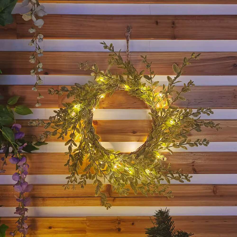 LED leaf wer wreath battery operation copper wire fairy string lights wedding party decoration