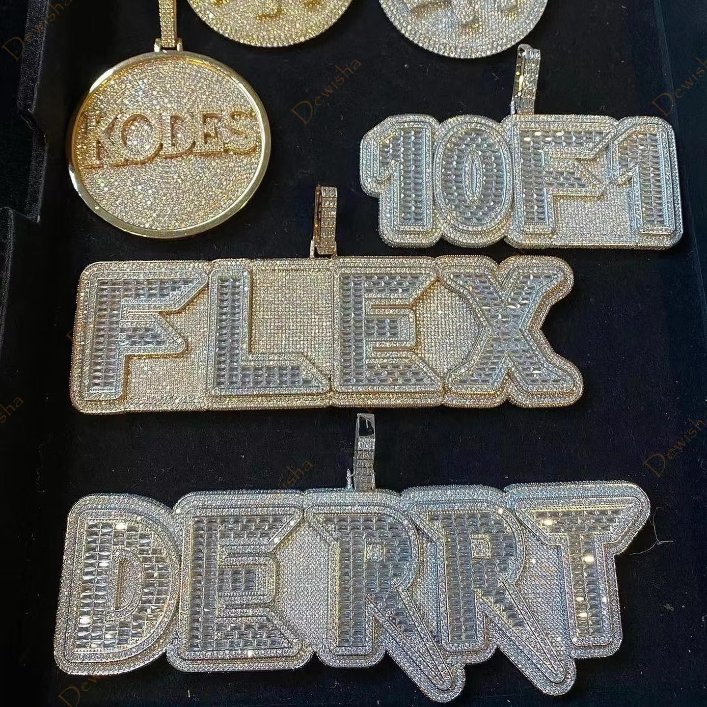 Hip Hop Jewelry Sterling Silver 925 Custom Necklace Letter Number Pendants VVS Baguette Moissanite Iced Out Pendant