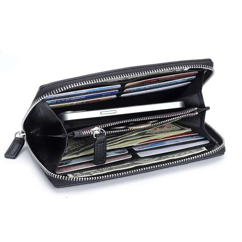2024 New Fashion Genuine Women Long Wallets Real Leather Female Brand Design Clutch Girl Lady Gift Cash Purse