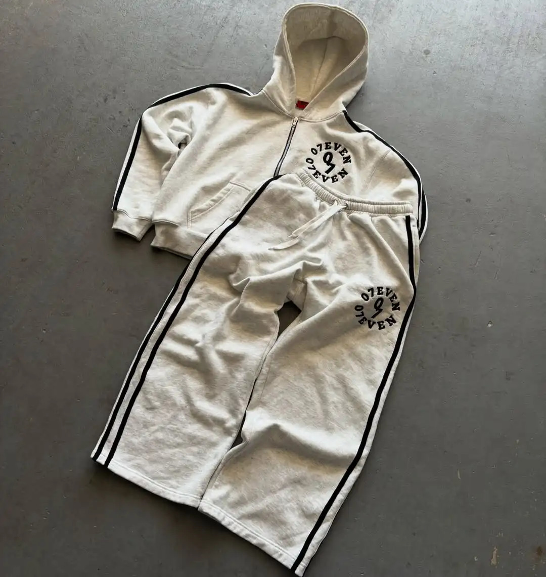 fashion digital letter ed zipper hoodie Y2K stripe men clothing Harajuku women casual sports pants suit tracksuit 250324