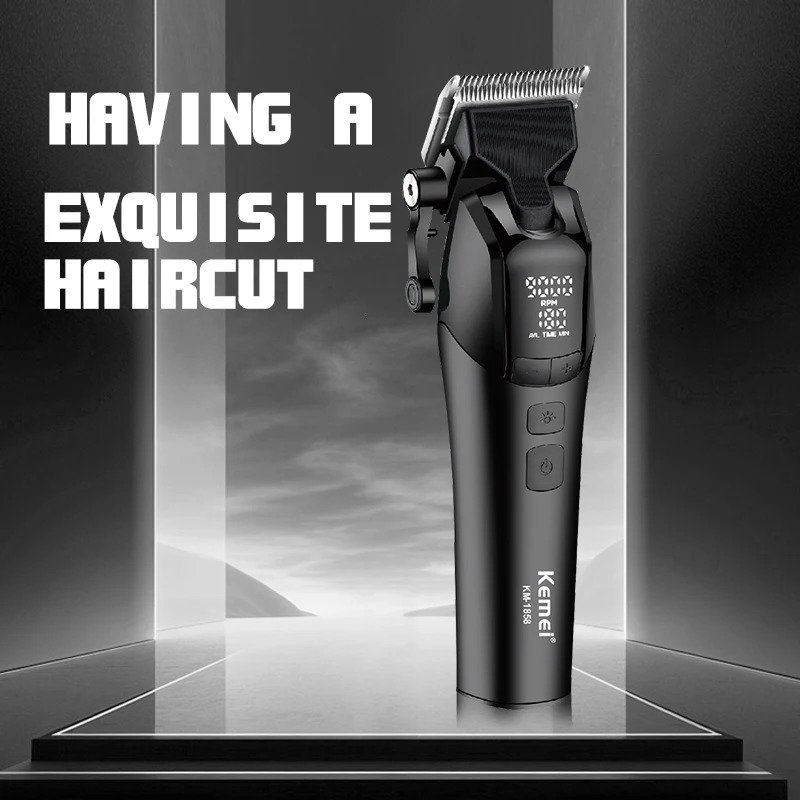 KEMEI DLC Blade Electric Hair Clipper Professional Cordless Usb Rechargeable Hair Clippers With Light KM-1858 250324