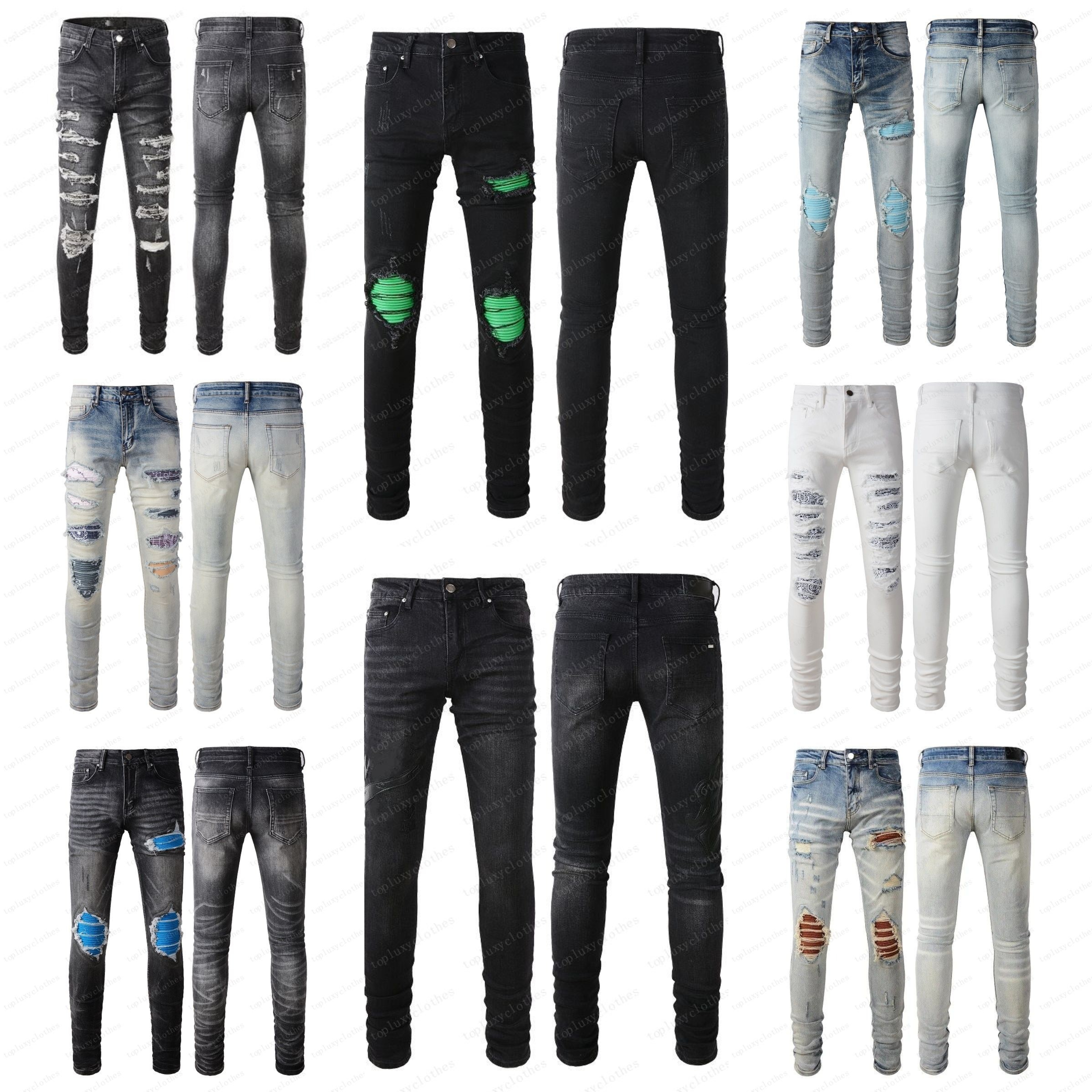5A 2024 Luxurys Designers Jeans Distressed France Fashion Pierre Straight Men's Biker Hole Stretch Denim Casual Jean Men Skinny Pants Elasticit Trousers