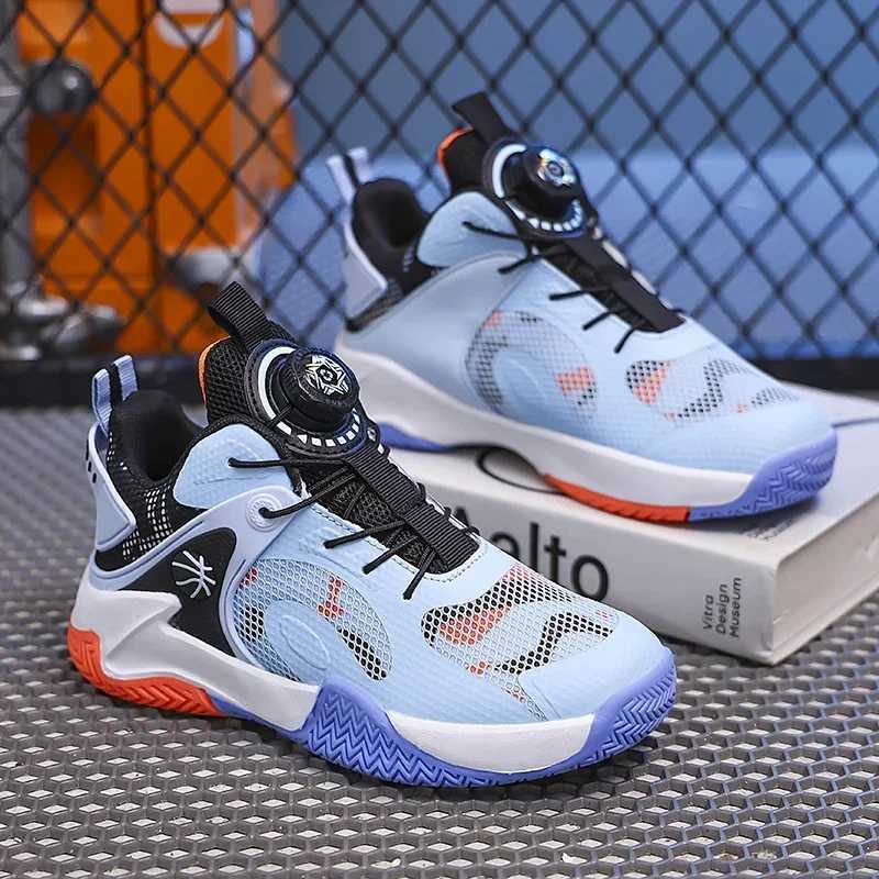 Childrens high basketball shoes boys anti slip running shoes thick soled durable childrens outdoor training shoes W250324