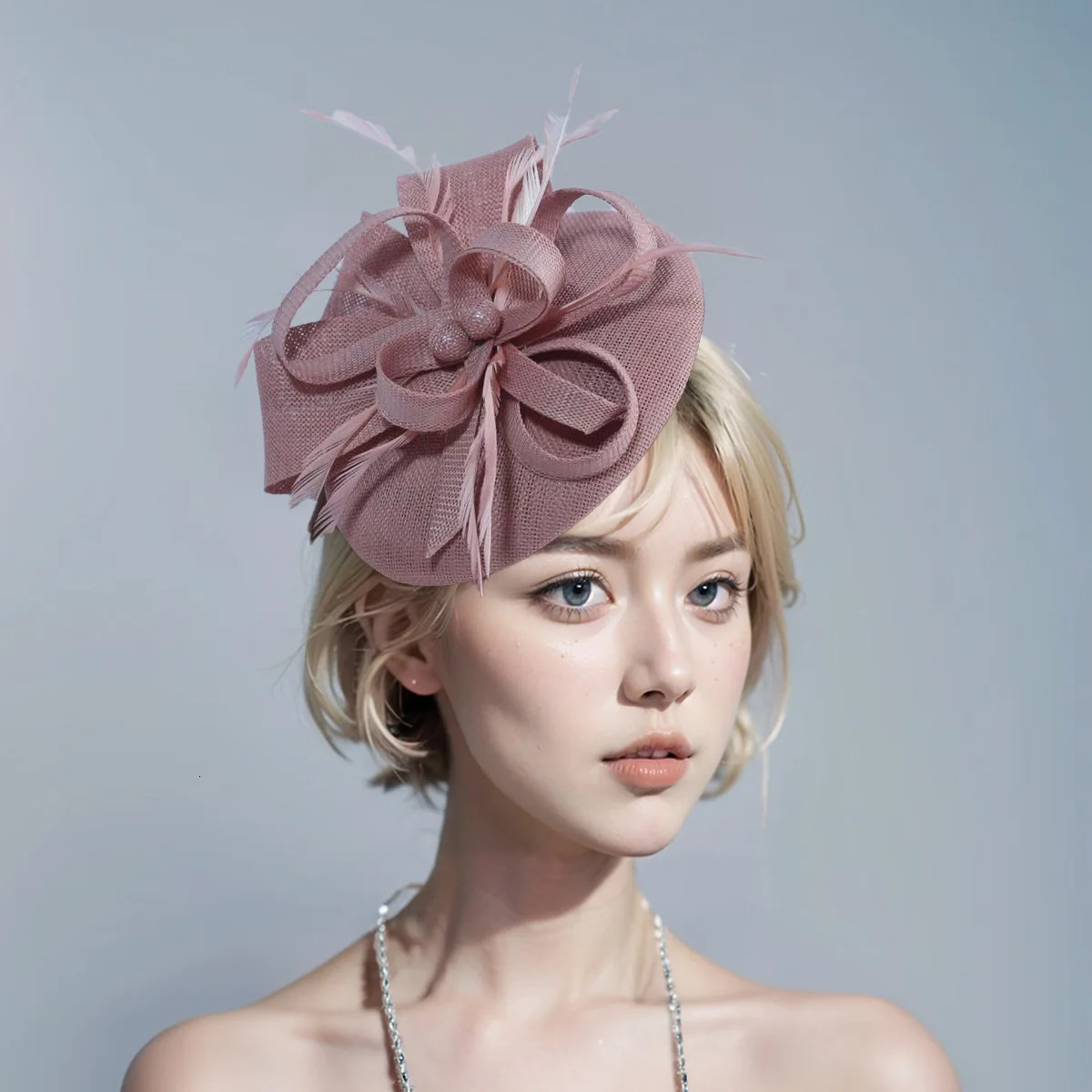 Women Chic Fascinator Hat Cocktail Wedding Party Church Headpiece kentucky Headwear Feather Hair Accessories Chinese Fascinators 250322