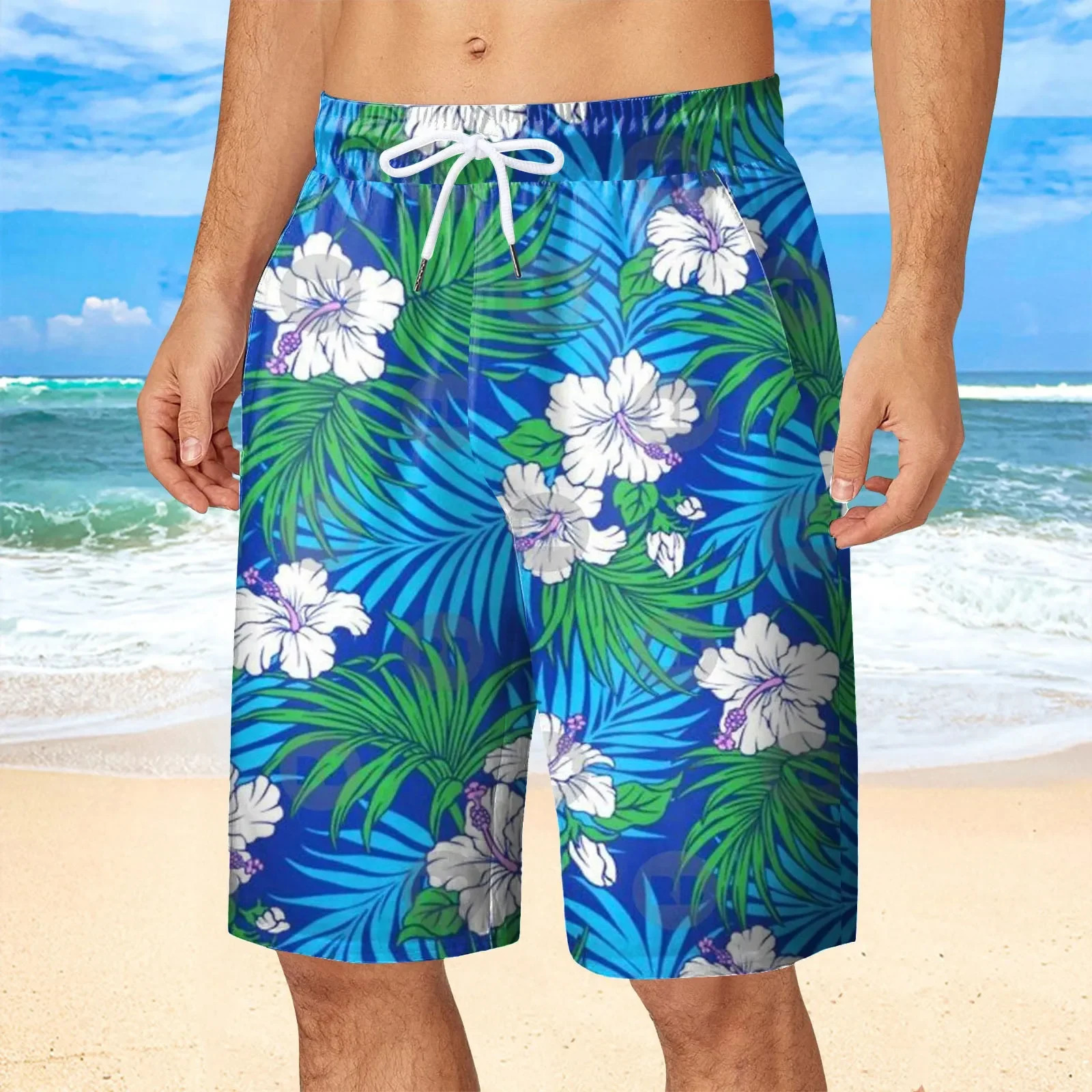 Hawaii Vacation Beach Shorts For Men 3d Printed Flower Casual Short Pants Board Elastic Bandage Swimsuit Swim Trunks 250321