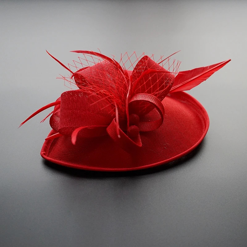 Womens Fashion Charm Hat Cocktail Wedding Party Church Headwear Fashion Headwear Feather Hair Accessories Sinamay Charm 250322