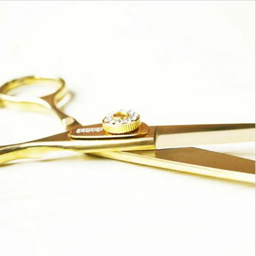 Professional 6 5.5 inch scissor JP 440c steel gold cut hair scissors cutting barber makeup thinning shears hairdresser scissors 250325 S2563