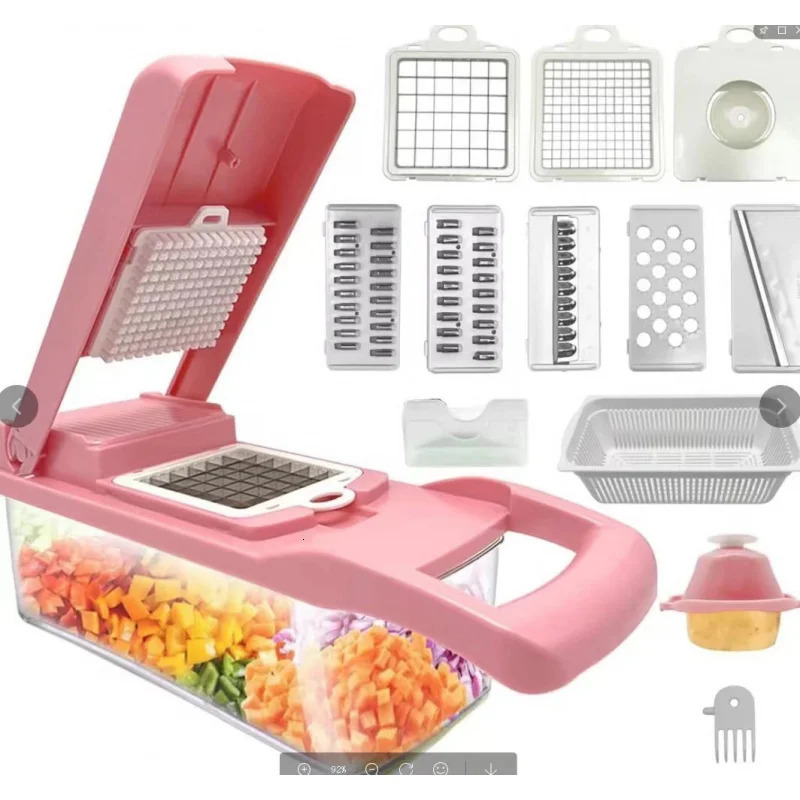 Kitchen vegetable cutter Multifunctional home Potato slicer Salad dicer Grater14pcs 250324