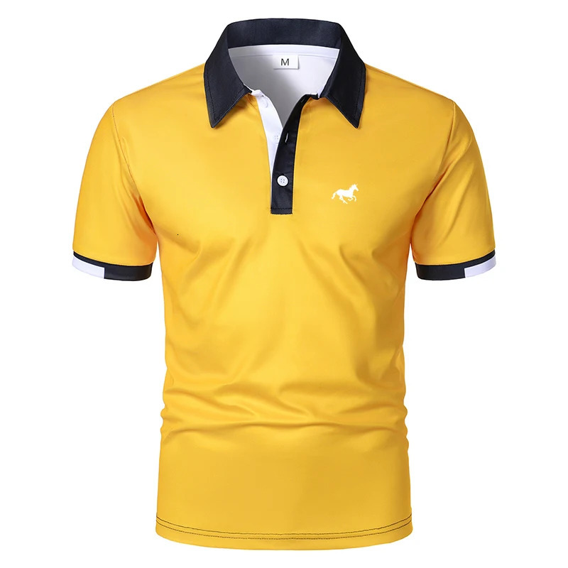Mens summer short sleeved fashionable magic colored lapel golf polo shirt mens sports button business casual top 250318