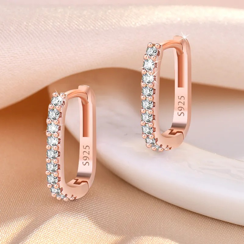 Elegant 925 Sterling Silver Crystal & Zircon Hoop Earrings for Women