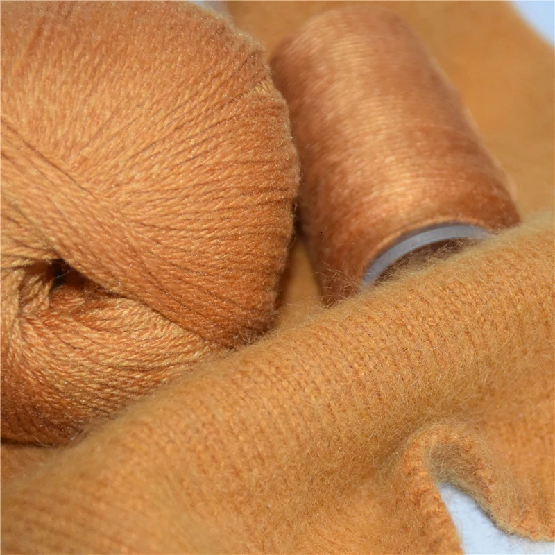3 layers of fine spun pure Mongolian warm and soft woven fuzzy knitted cashmere yarn for crochet 5 pieces of handmade cashmere yarn 250324