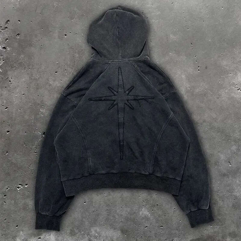 Fashion Washed Outdated Embroidered Unisex American Hoodie gift for man