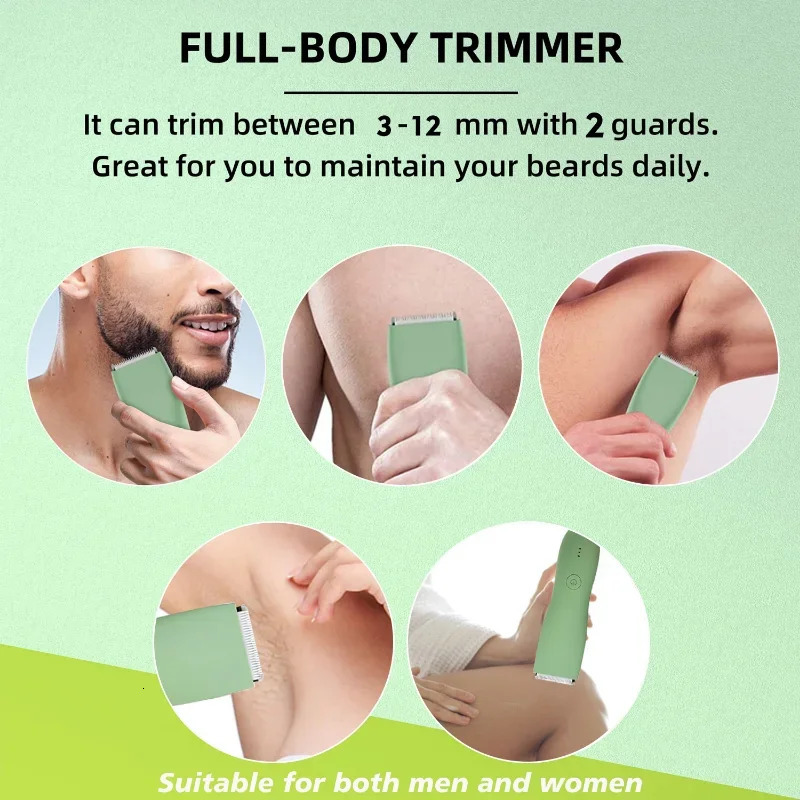 Body Hair Trimmer for Men Balls Waterproof Green Electric Shaver Trimmer Machine for Man Shaving Groin Trimmers Sensitive Areas 250324