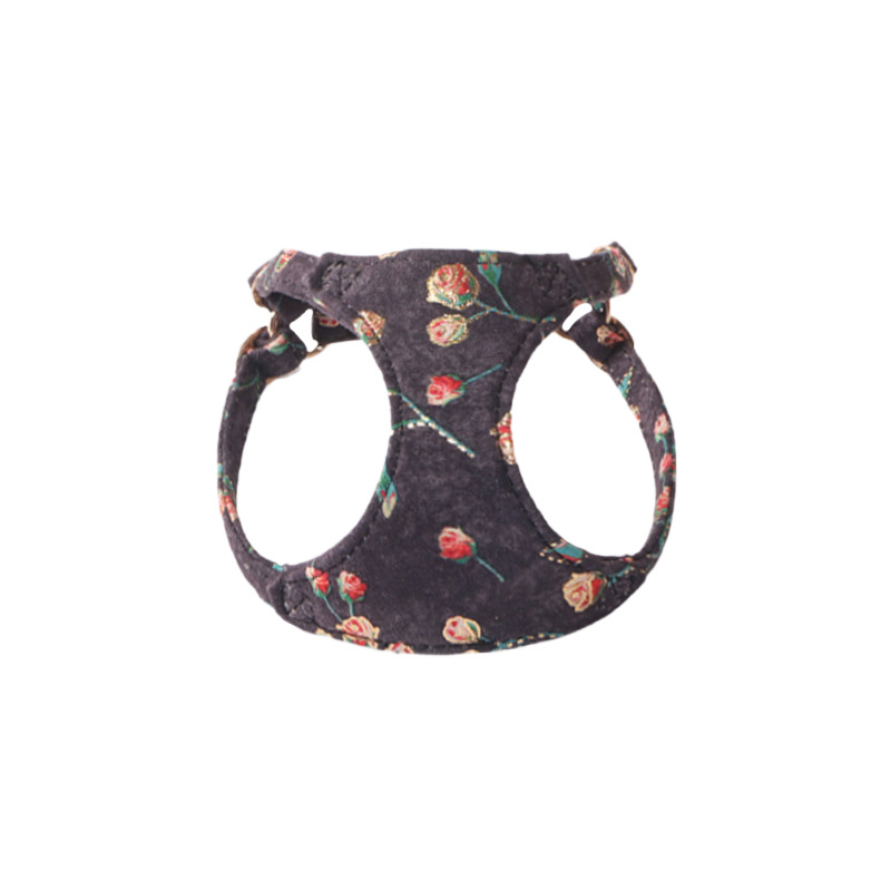 Puppy No Pull Small Dog Harness with Multifunction Dog Leash, Hot Stamping Printed Suede Material Dog Harness Lightweight Soft Adjustable No Choke Pet