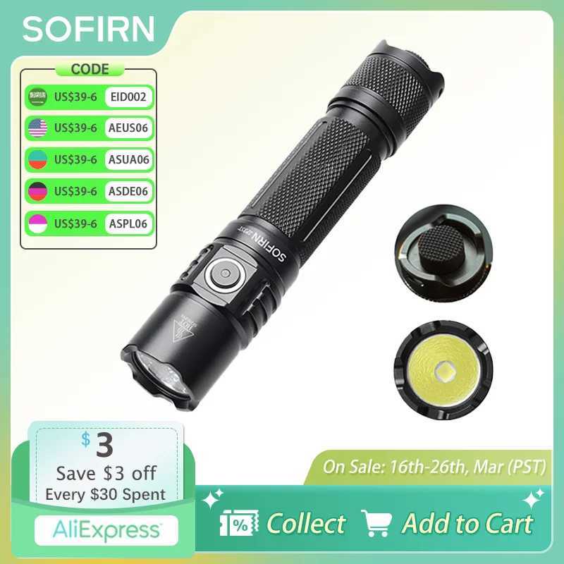 Sofirn SP35T 3800lm tactical 21700 flashlight power LED light USB C rechargeable flashlight with dual switch power indicator ATR Z250325