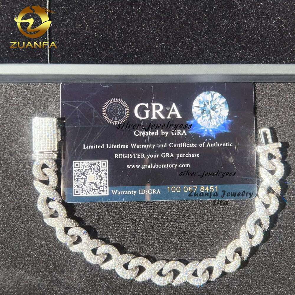 Factory Price High Quality Sterg Sier Hip Hop 10Mm Infinity Chain VVS Moissanite Cuban K Bracelet