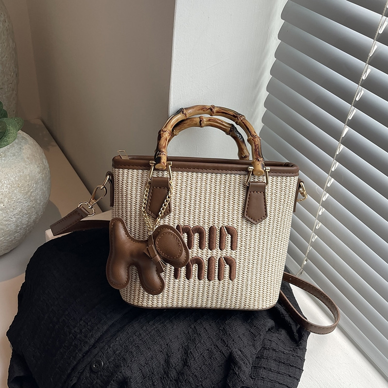 Free Shipping 2025 New Designer Fashionable Commuting Handbag Bamboo Vegetable Basket Single Shoulder Diagonal Cross Bag For Women New Free Delivery D